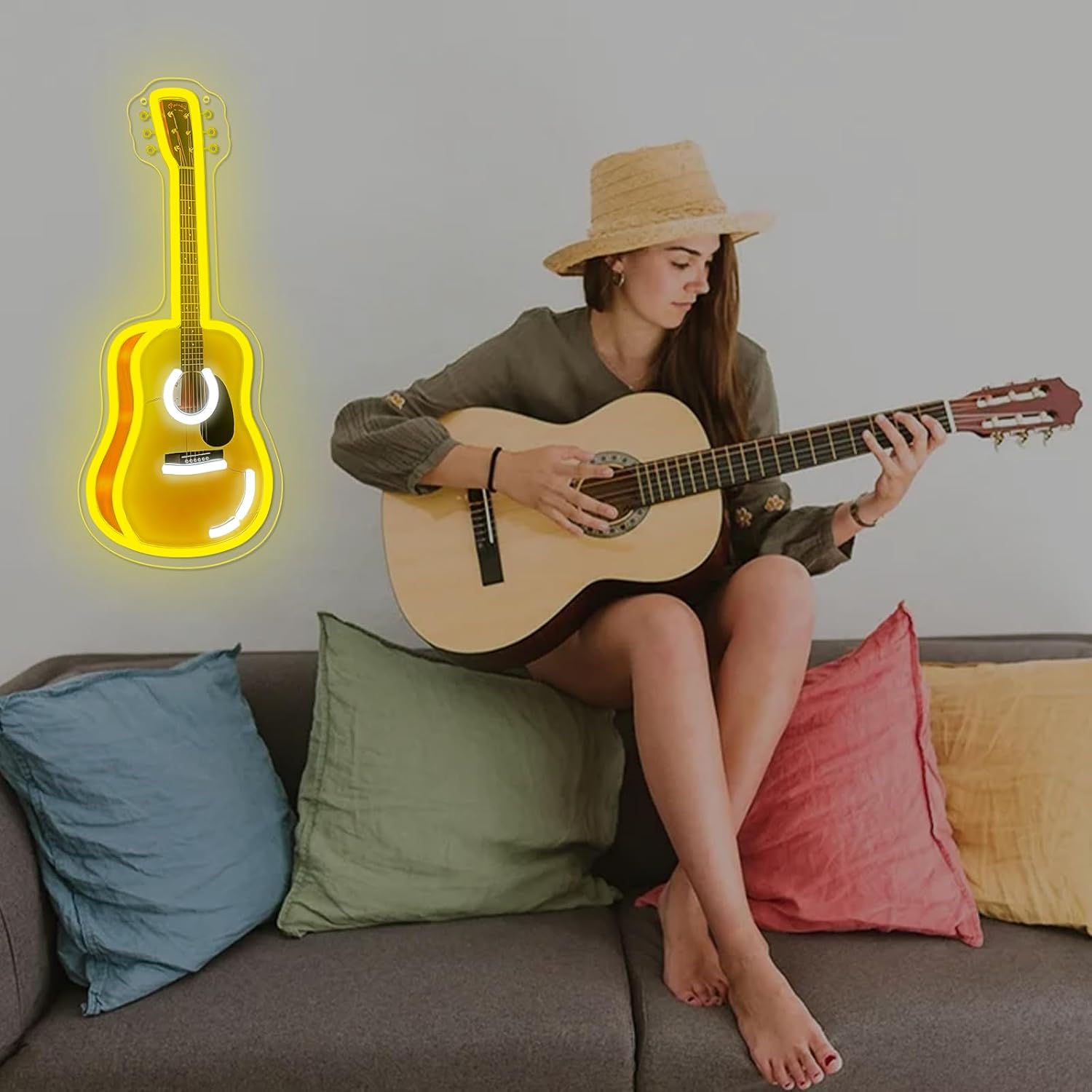 Acoustic Guitar LED Neon Sign  - Lighting Christmas Decor ulasan dan harga